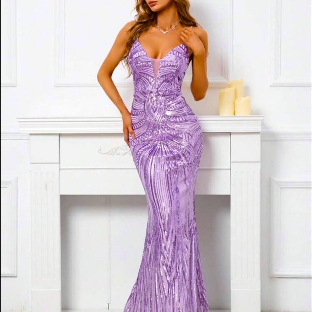 Purple Sequin Formal Dress